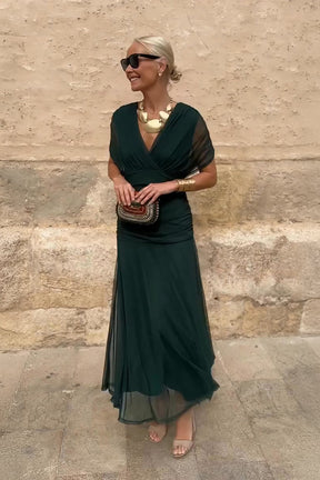 Elegant V-neck Fantasy Painted Floral Print Party Maxi Dress