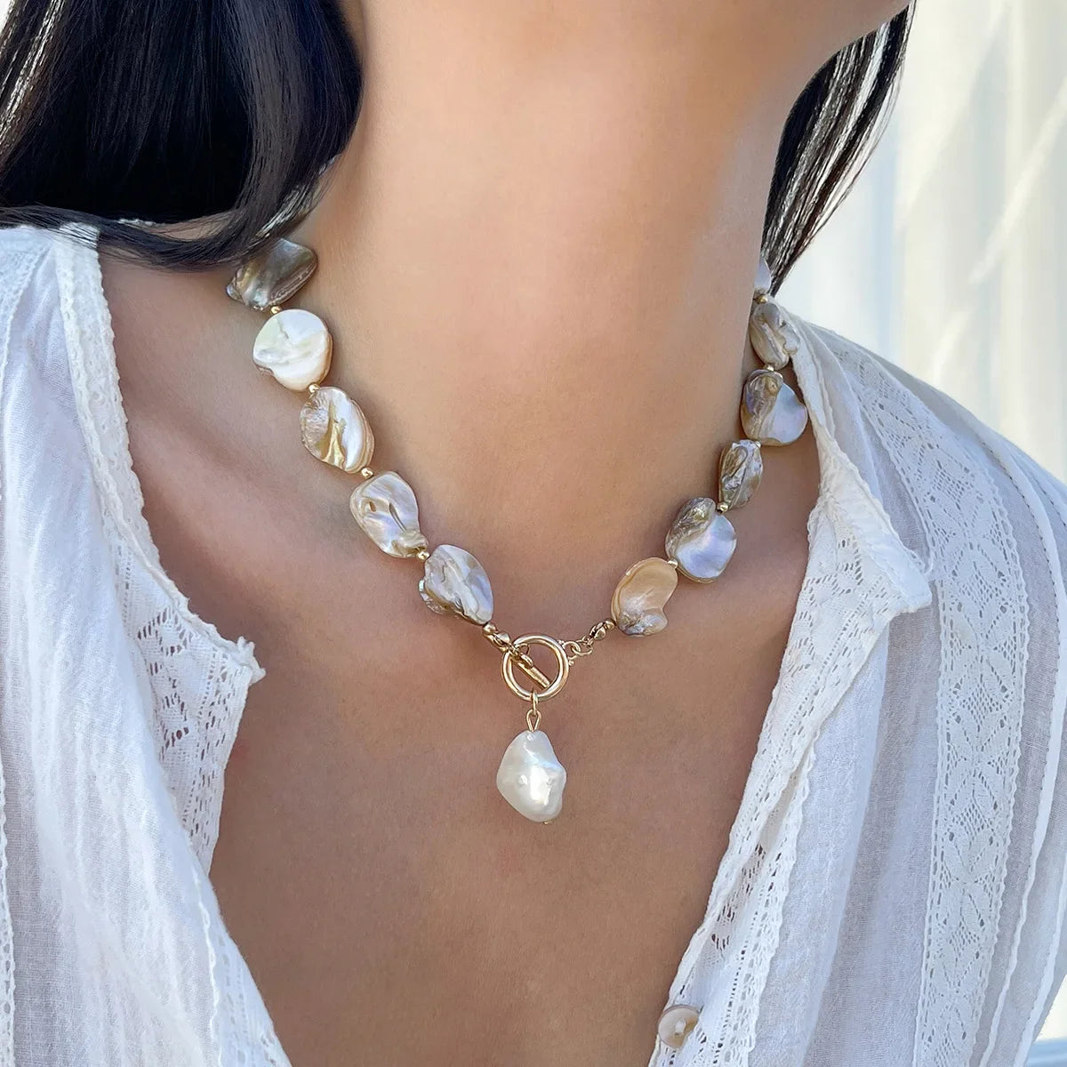 Iridescent Shell Charm Bracelet