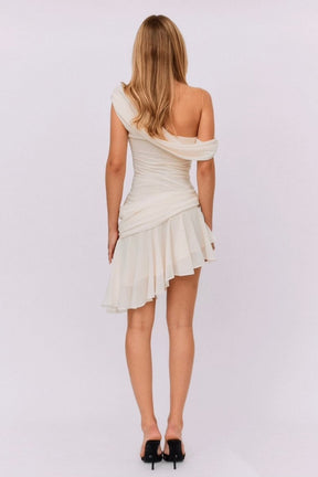 Marina One-shoulder Chiffon Mini Dress